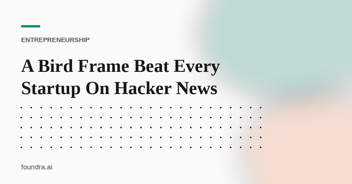 A Bird Frame Beat Every Startup On Hacker News