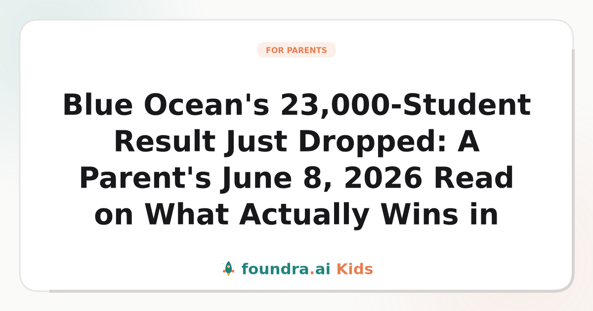 Blue Ocean's 23,000-Student Result Just Dropped: A Parent's June 8, 2026 Read on What Actually Wins in Student Entrepreneurship Now