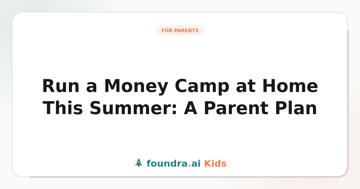 Run a Money Camp at Home This Summer: A Parent Plan