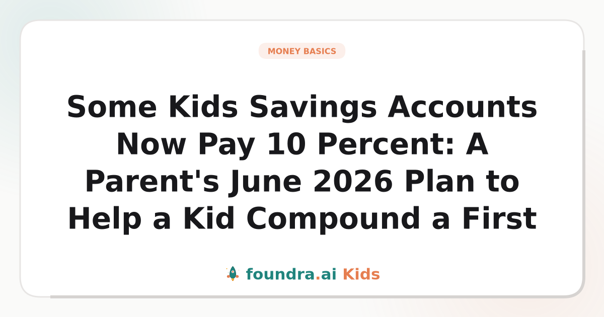 Some Kids Savings Accounts Now Pay 10 Percent: A Parent's June 2026 Plan to Help a Kid Compound a First $1,000 Before School Starts