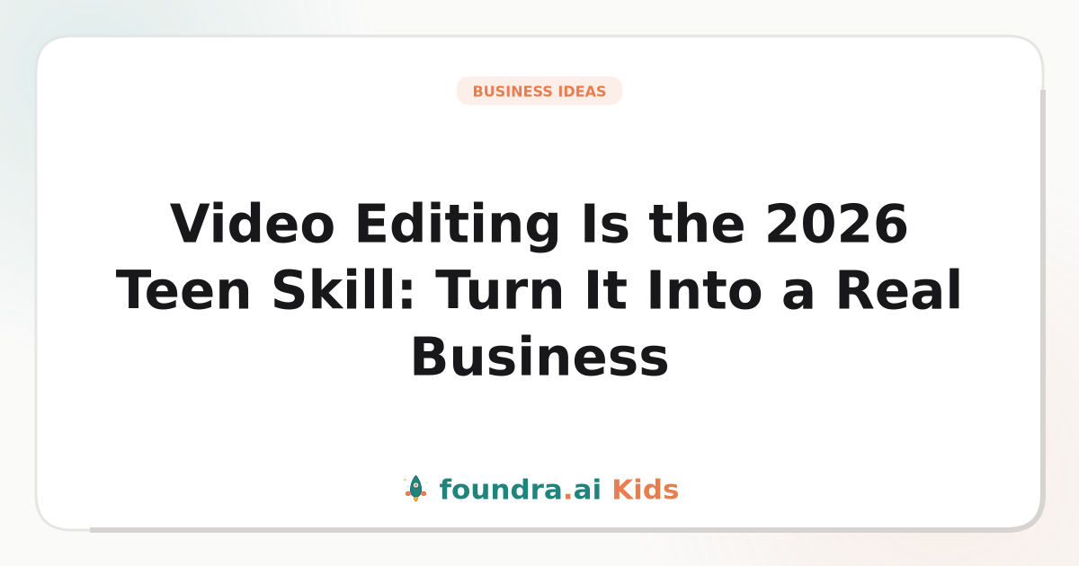 Video Editing Is the 2026 Teen Skill: Turn It Into a Real Business